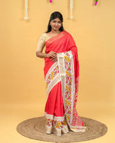 SC3661 - Dola Silk Saree Checked Body With White Border
